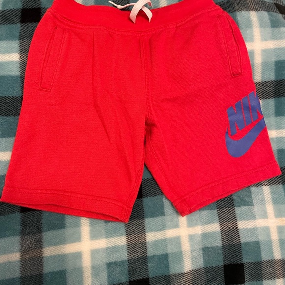 Nike Bright Red Shorts with Blue Swoosh - Picture 1 of 4